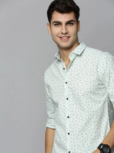 Men Green Printed Casual Shirt-HARPERPRINT-1699-Green